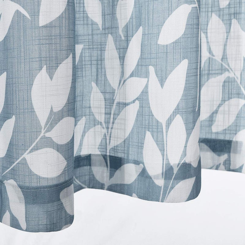 Treatmentex Blue White Kitchen Valance Curtain Leaf Print Window Valance for Living Room 52" w x 15" l 1 Pack - Image 2